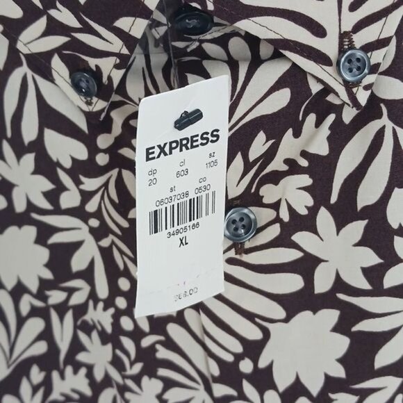 Express Slim Abstract Floral Print Stretch 1MX Dress Shirt Mens Size XL - Picture 5 of 6